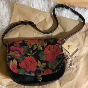 Patricia Nash leather Braidi floral messenger bag